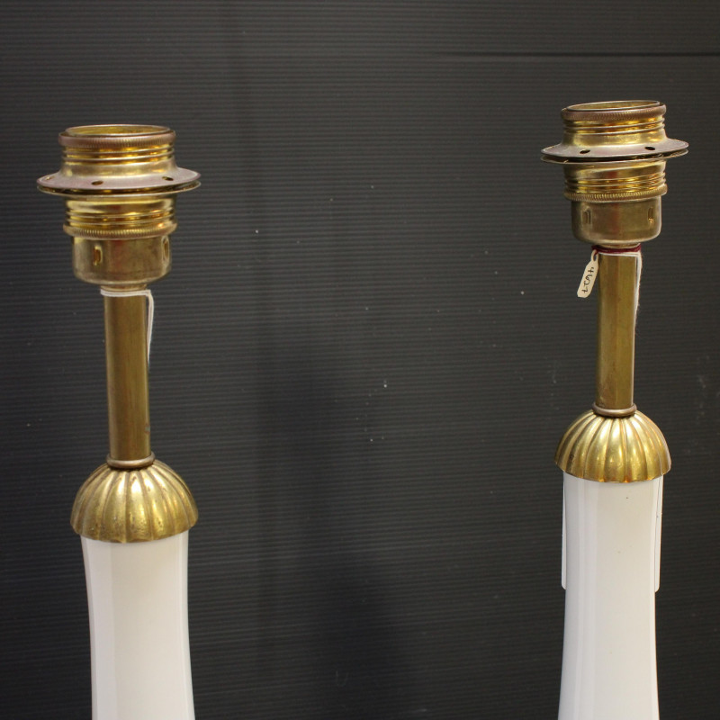 Pr Neo Classic Style White Ceramic &amp; Brass Lamps
