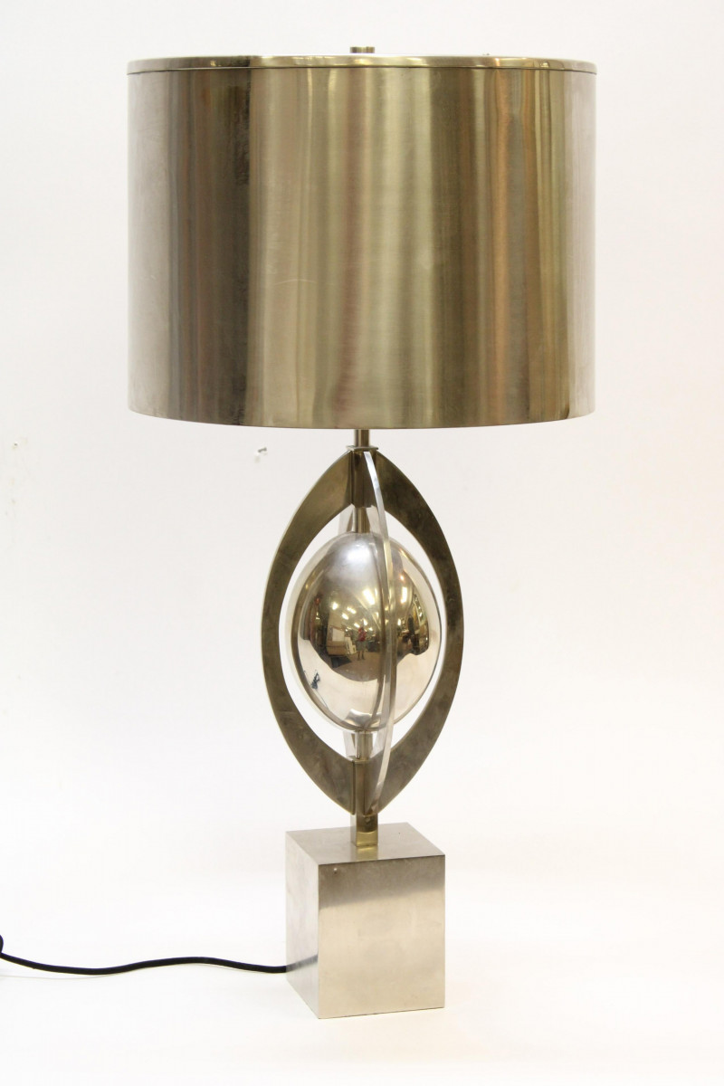 Charles &amp; Fils Polished Metal 'Astrolabe' Lamp