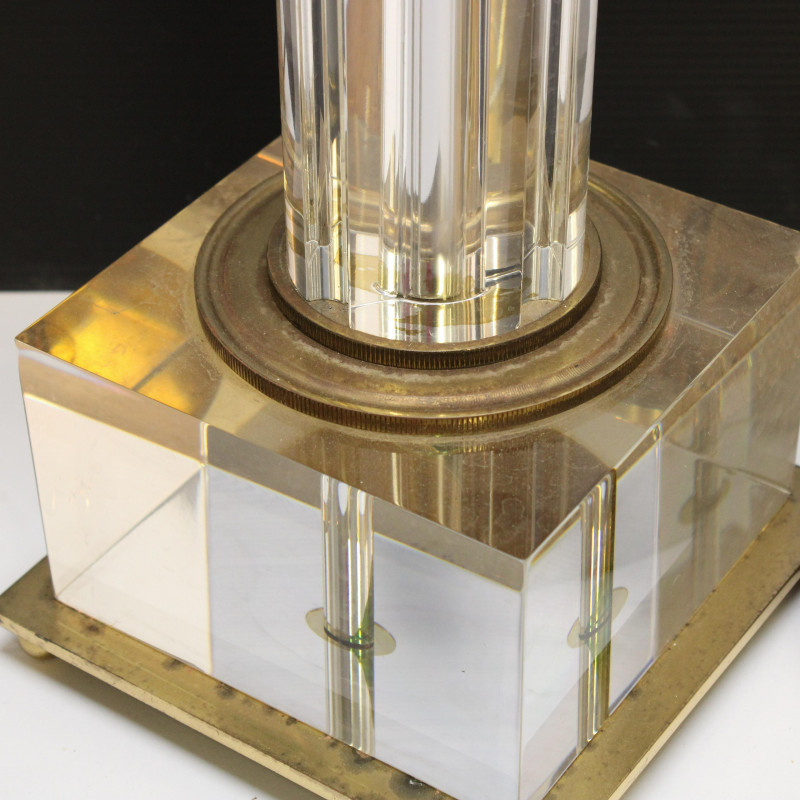 3 Mid Century Glass &amp; Brass Columnar Lamps