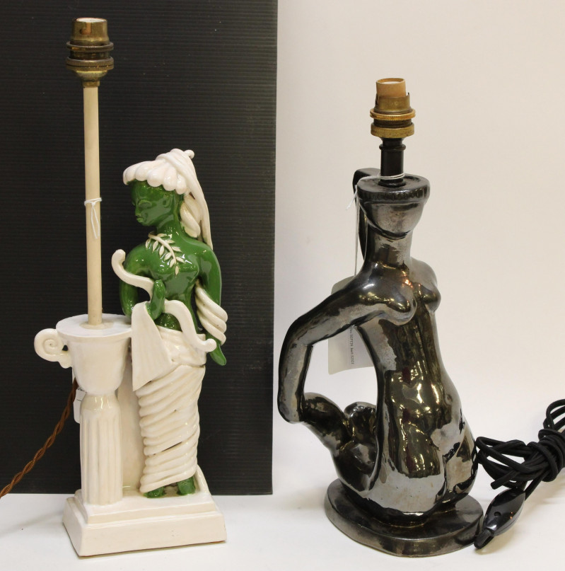 2 Art Deco Figural Ceramic Lamps