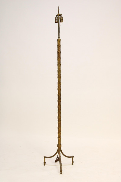 Mid Century Brass Repousse Leaf-Tip Floor Lamp