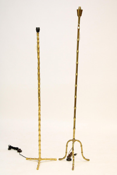 2 Bagues Style Cast Brass Faux Bamboo Floor Lamps
