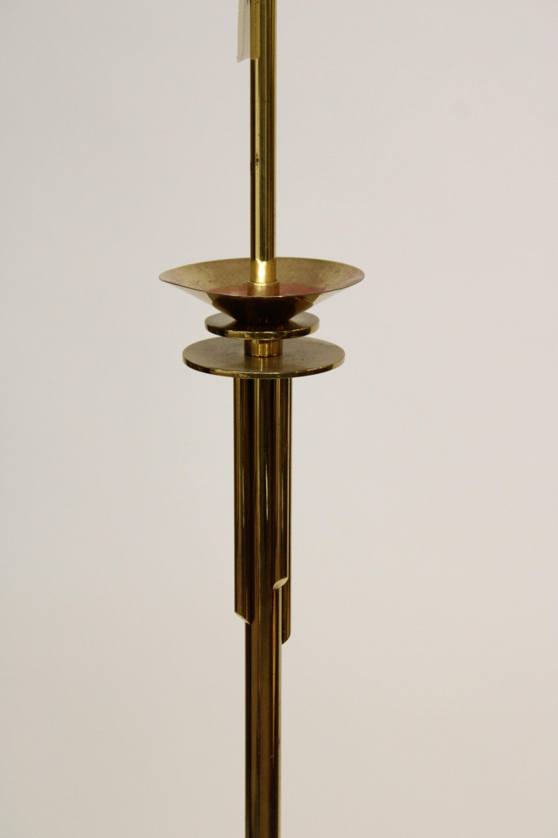 Tommy Parzinger Style Onyx &amp; Brass Floor Lamp