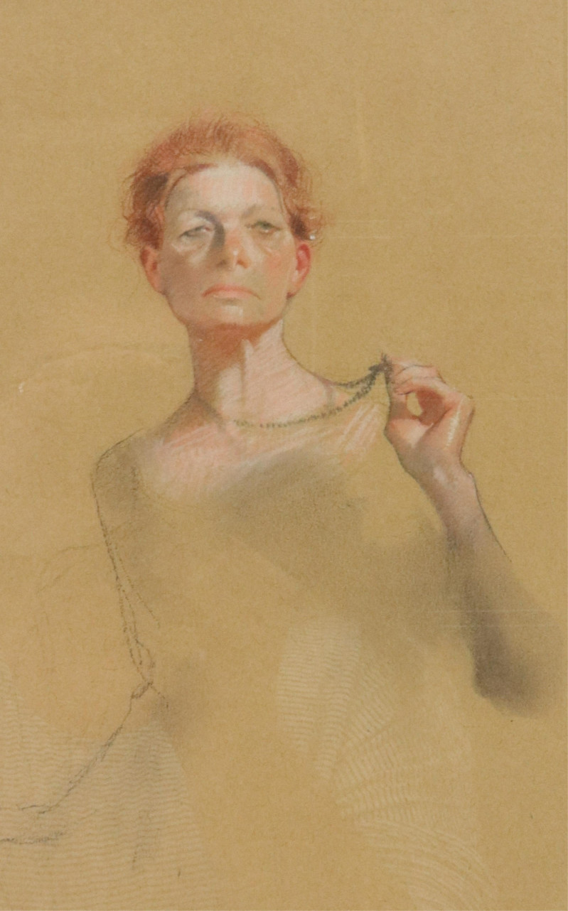 Aaron Shikler, Portrait of a Lady, pastel on paper