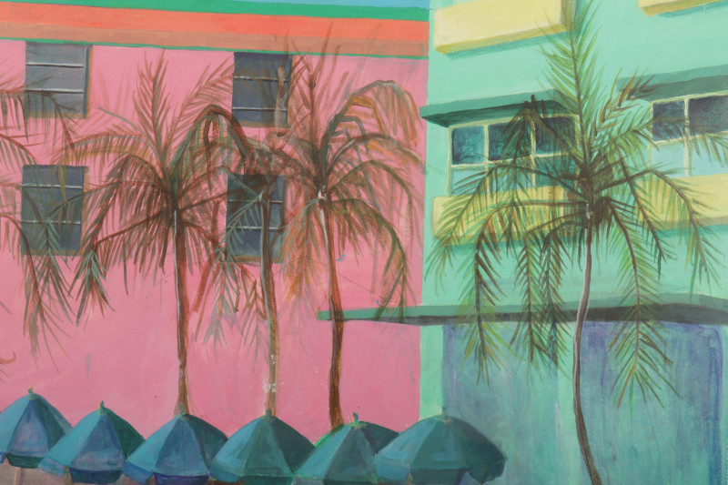 Contemporary View of Miami, Acrylic on Paper