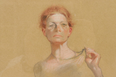 Aaron Shikler, Portrait of a Lady, pastel on paper