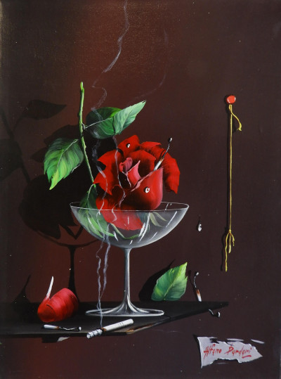 Alfano Alfredo Dardari - Red Rose in Glass