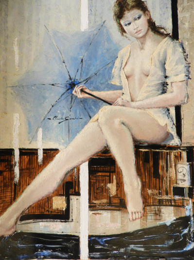 Claudio Secchi - Nude Female with Parasol