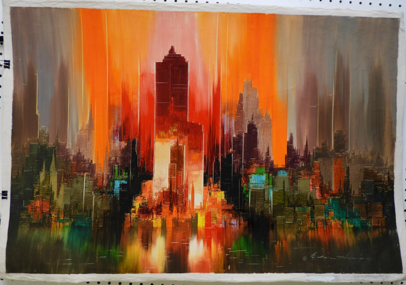 Heinz Munnich - Red Abstract Skyline, 1974