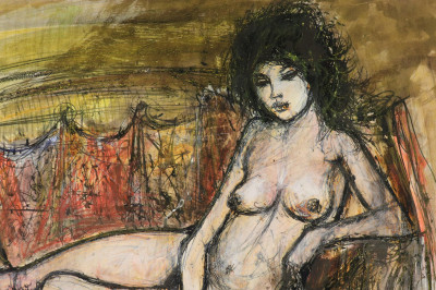 Jacques Lalande - Reclining Nude Mixed Media