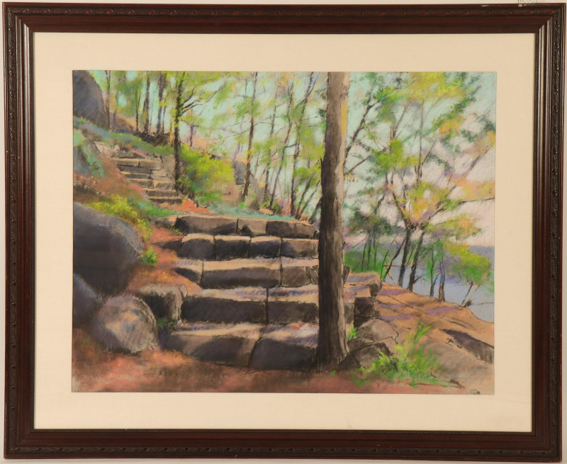 Larry D'Amico Landscape w/ Stone Steps Pastel