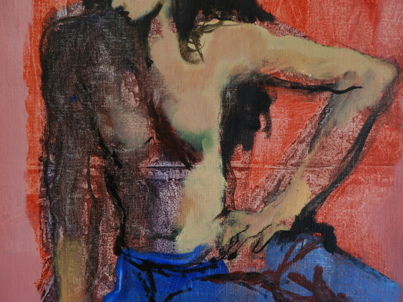 Lou Zansky - Seated Topless Woman