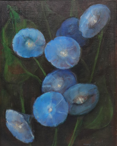 Marjorie Bishop, Blue Flowers, O/C