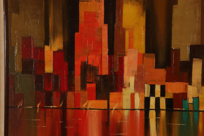 Modern 'Skyline', 20th C., Oil on Canvas