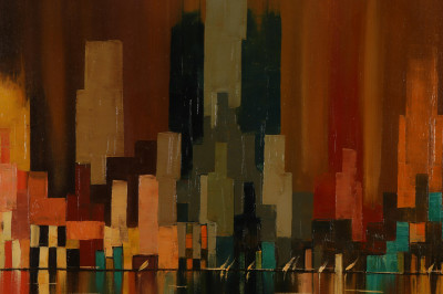 Modern 'Skyline', 20th C., Oil on Canvas