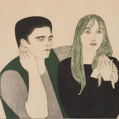 Will Barnett - Young Couple, Color Etching