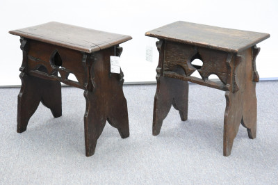 Image for Lot Near Pair English Gothic Style Oak Benches