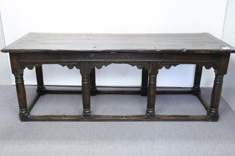 English Baroque Oak Refractory Table, 17th C.