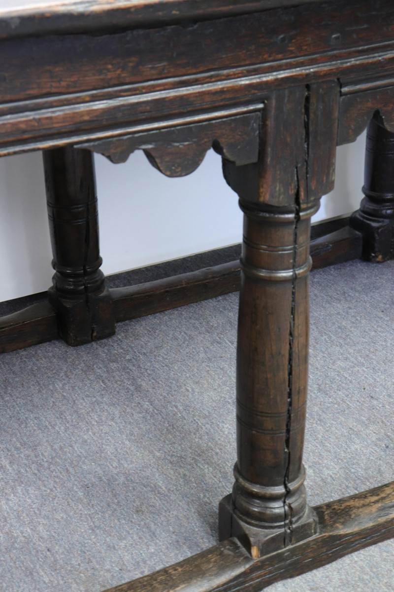 English Baroque Oak Refractory Table, 17th C.