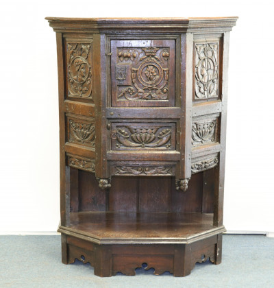 Image for Lot English Baroque Oak Court Cupboard