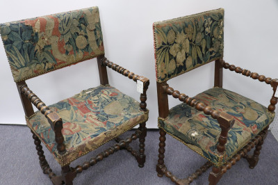 4 Chairs; English Baroque Cherry &amp; Beechwood