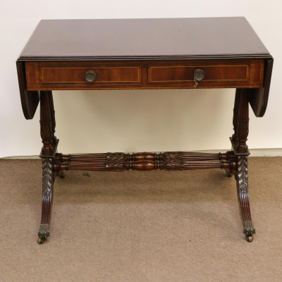 Image for Lot Regency Style Inlaid Mahogany Sofa Table