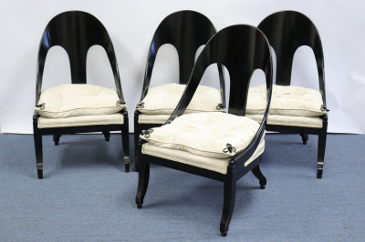 Image for Lot Set of 4 Regency Style Black Lacquer Slipper Chair