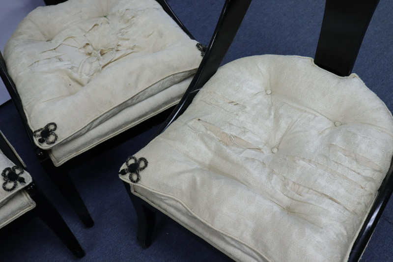 Set of 4 Regency Style Black Lacquer Slipper Chair