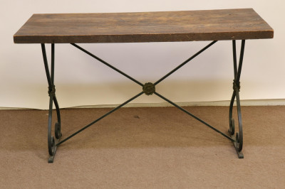 Image for Lot Baroque Style Oak &amp; Wrought Iron Table