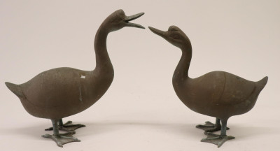 Image for Lot Pair Brass Duck Garden Figures