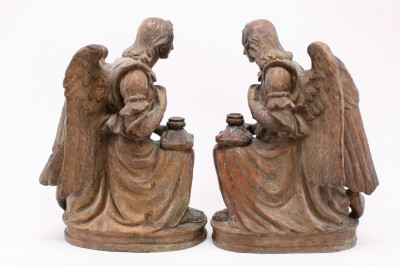 Pair Large Terracotta Figures of Kneeling Angels