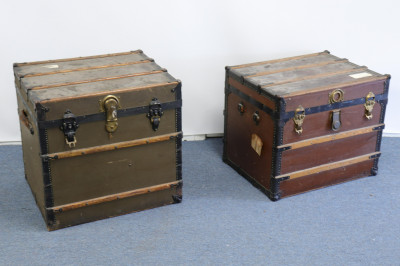 Image for Lot Two 'Near Square' Travel Trunks Henry Likely &amp; Co.