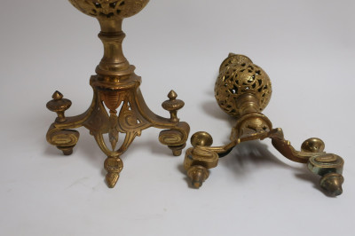 Pair of Victorian Gilt Pierced Brass Andirons