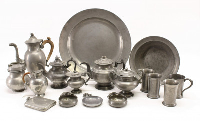 Image for Lot Lot Antique Pewter, 18th-20th C., US &amp; European