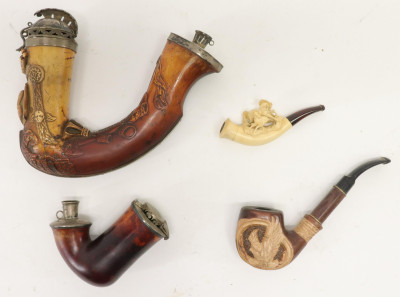 Image for Lot 4 Pipes, Meerschaum, silverplate, pewter