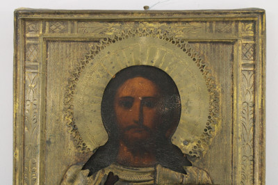Russian Icon, 'Christ Pantocrator', Late 19th C.