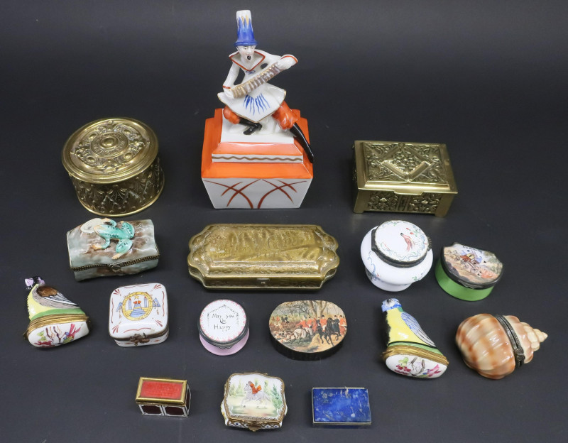 16 Small Boxes, 18th-20th C., Limoges, Battersea
