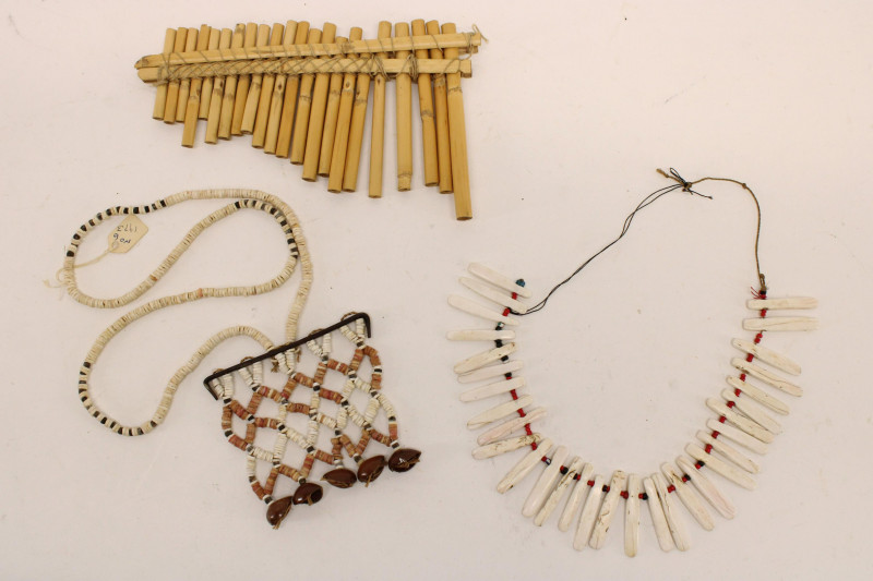 Soloman Islands Shell, Bone, Bead Necklaces &amp; Pipe