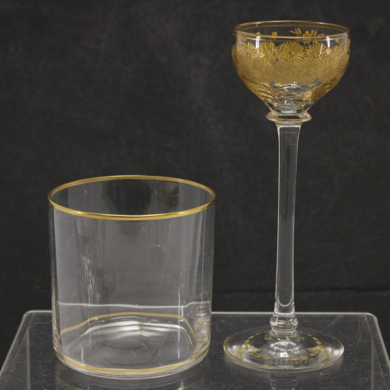 Victorian Era Gilt Paint Czech/Bohemian Glassware
