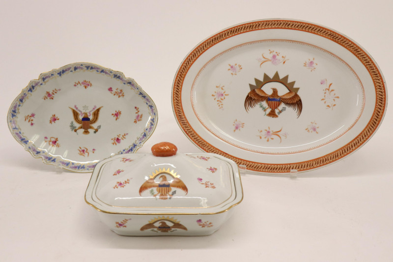 3 Pieces Chinese Export Style Porcelain