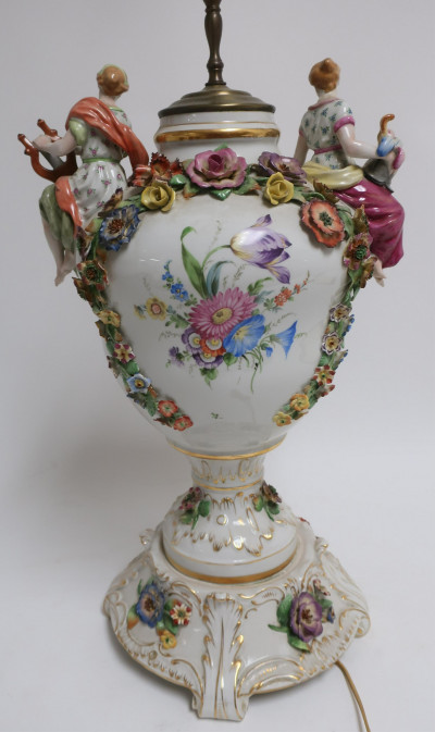 Schierholtz Figural Porcelain Lamp, Early 20th C.