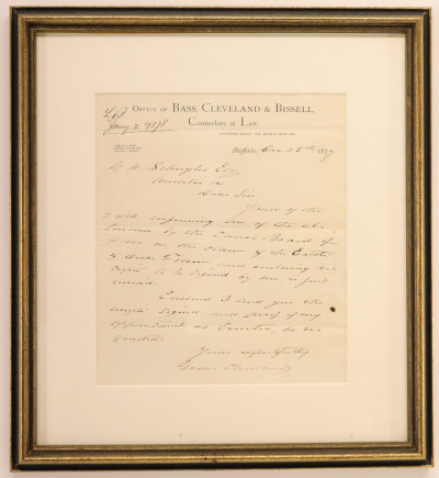 Grover Cleveland, Letter dated 1877