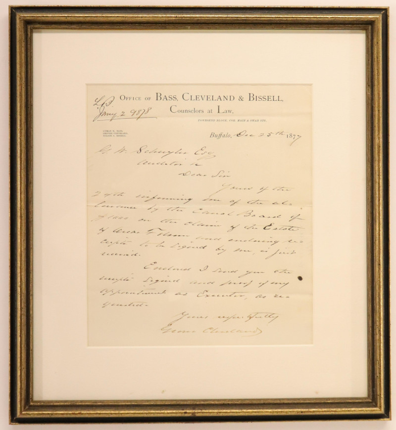 Grover Cleveland, Letter dated 1877