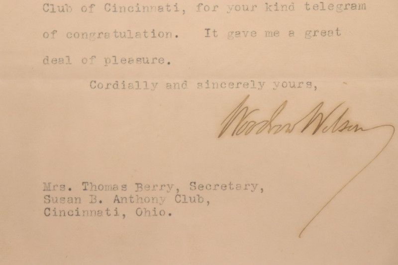 Woodrow Wilson Letter to Mrs. Berry