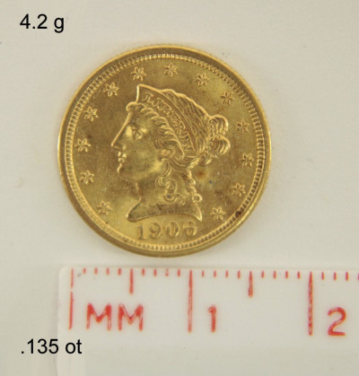 1906 2 1/2 Dollar Liberty Gold Coin