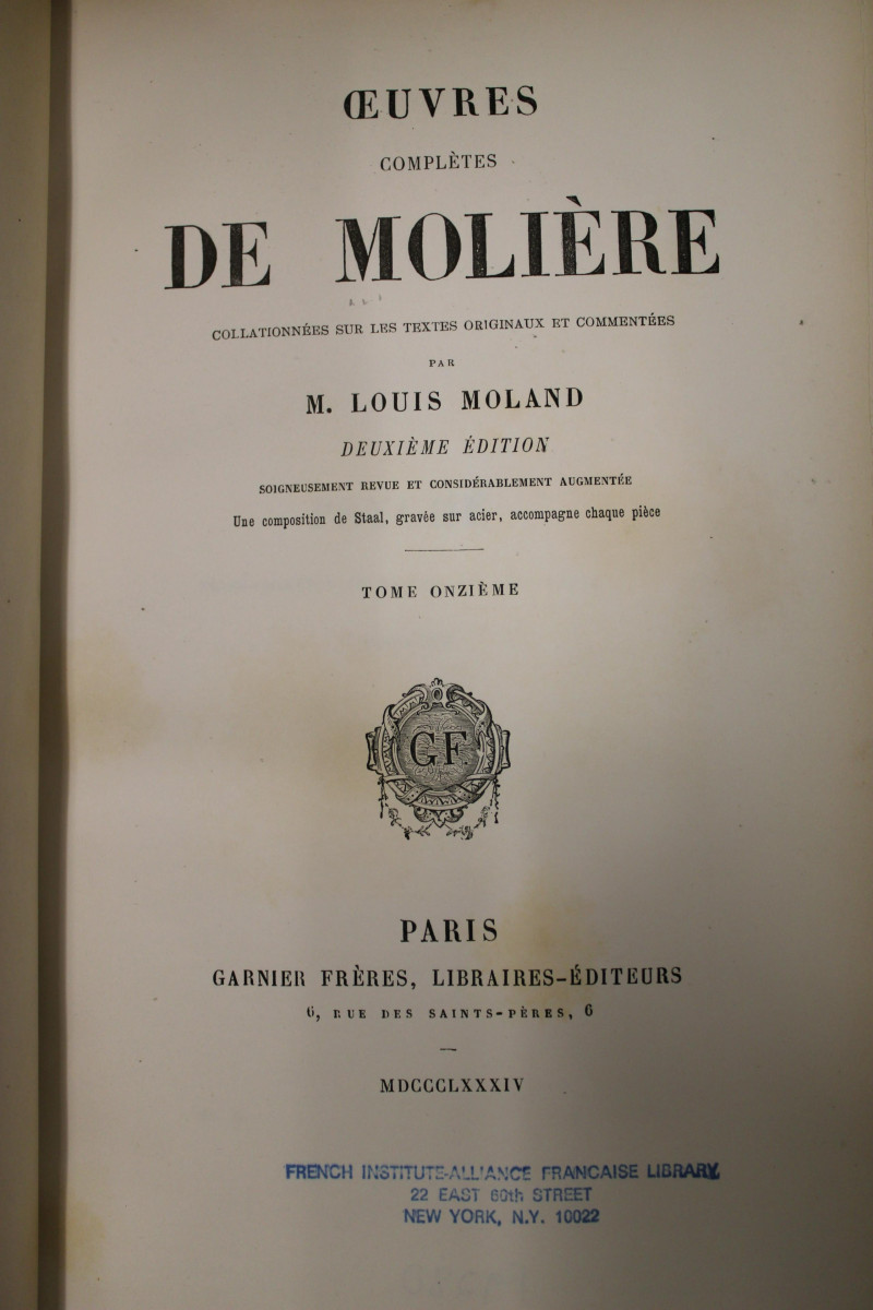 12 Volume Set Oeuvres De Moliere