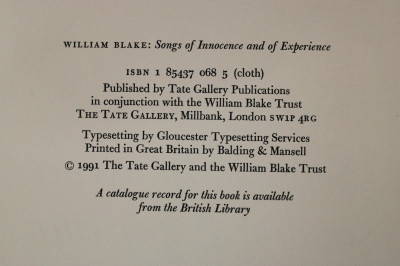 Wlliam Blake Songs of Innocence &amp; Jerusalum