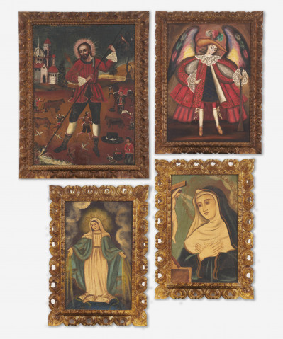 Image for Lot Artist Unknown - Group, four (4) Spanish Colonial paintings