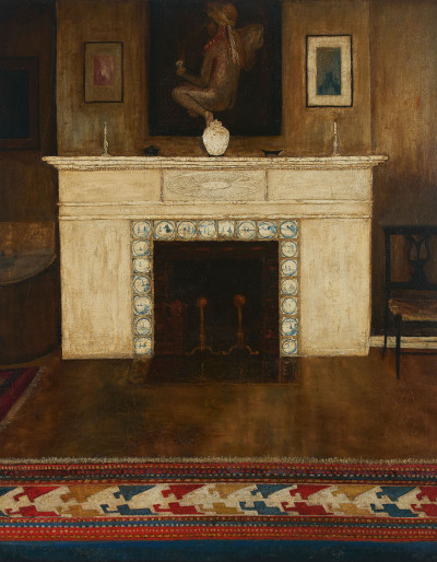 Unknown Artist - Untitled (Interior with Fireplace)