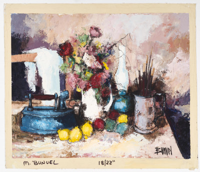 Manuel Monton Bunuel - Still life with Artist Brushes